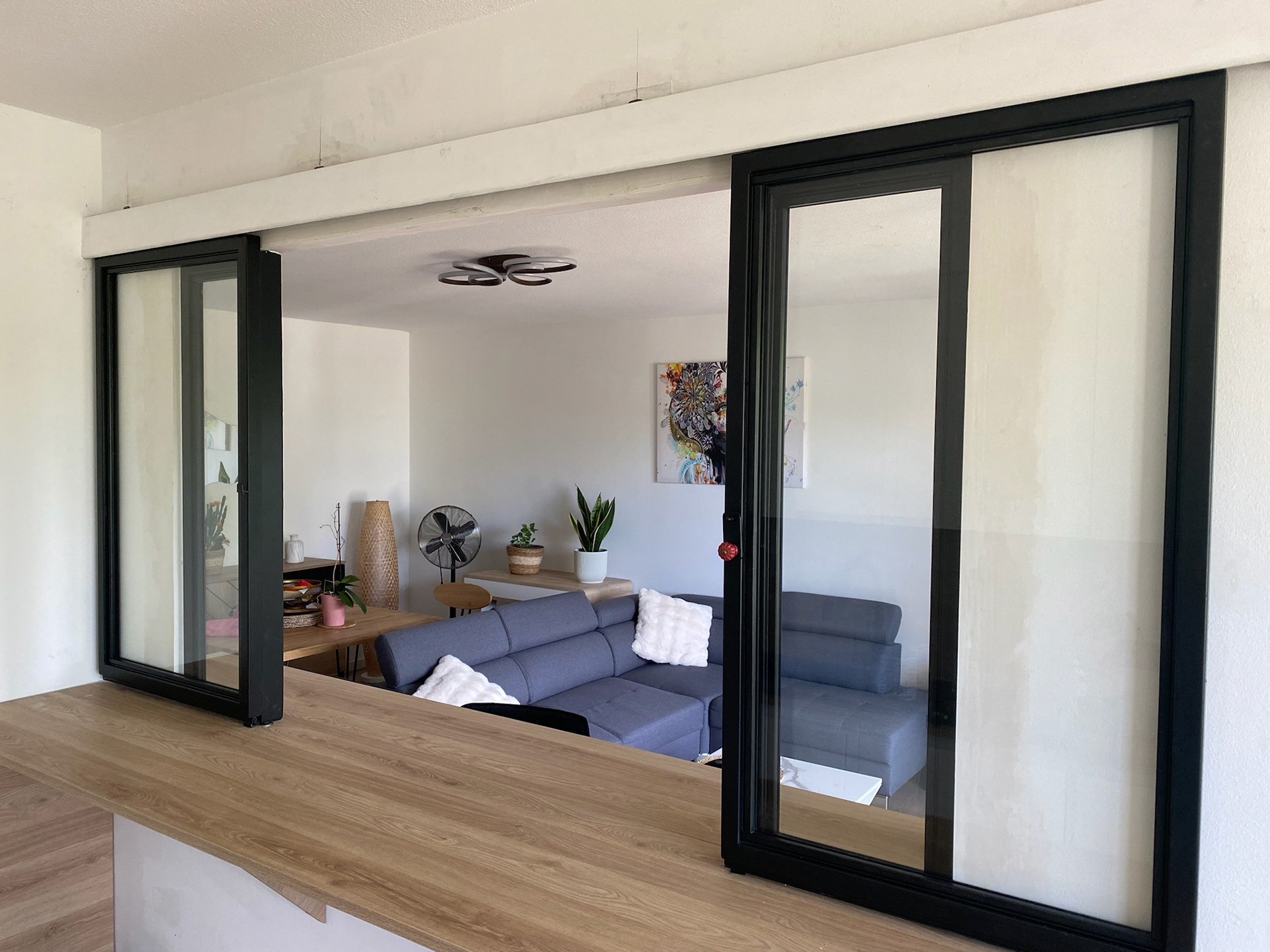 Verrière coulissante intérieure en acier