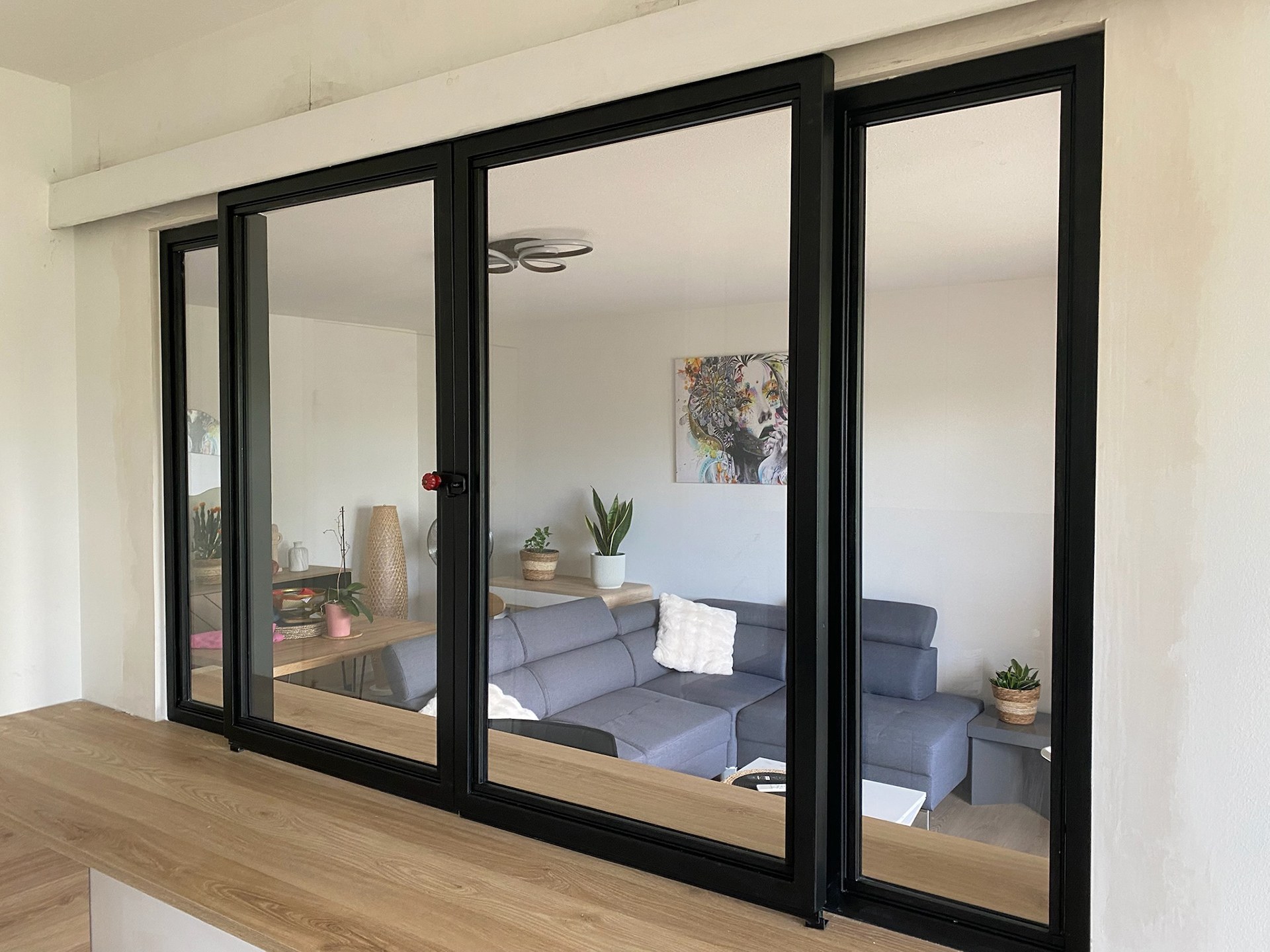 Verrière coulissante intérieure acier et verre – Pau 64